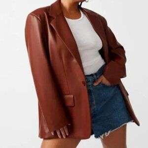 Faux Leather Oversized Blazer